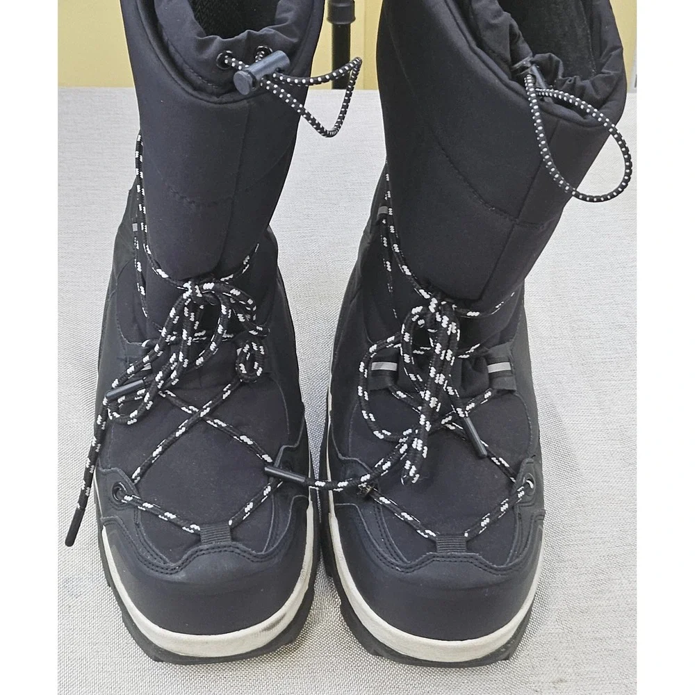 Zara Snow Boots Womens 41 Black Quilted Puffer Platform Lace Up Winter 2051/110